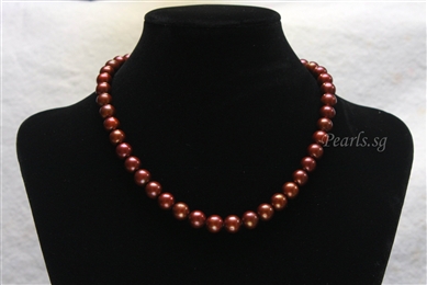 Pearl Necklace - Brown 9 mm