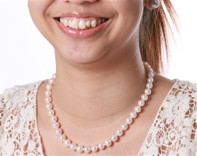 Pearl Necklace - Premium Quality White 9 mm